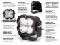 Labeled diagram of the lamp detailing its key features, including lens, housing, heat sink, mounting bracket, and power connector.